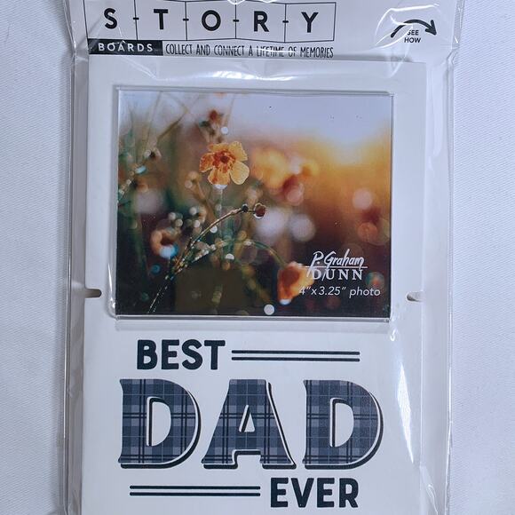 P Graham Dunn "Best Dad" Story Board Linkable Stand-Up Frame Beige Plaid New - Picture 2 of 6